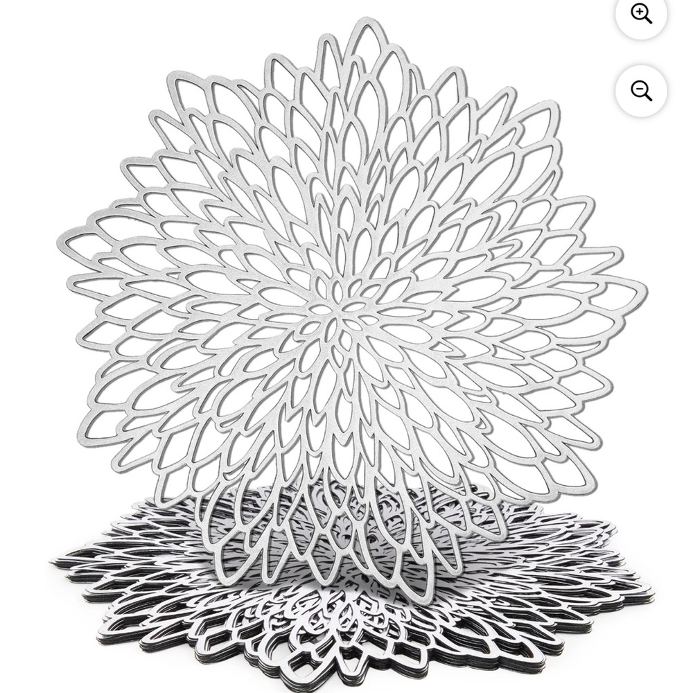 Silver Metallic Floral Placemats
